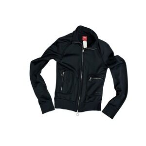 Miss Sixty Black Track Jacket Zip Up Pockets Collar Womens Slim Fits Small Italy